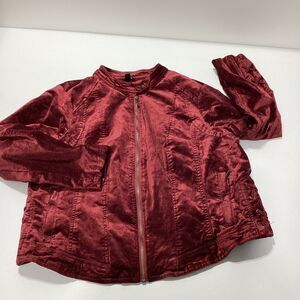Torrid Red Velvet Jacket Velour Jacket Zip Front Laced Sides Laced Cuffs 2X